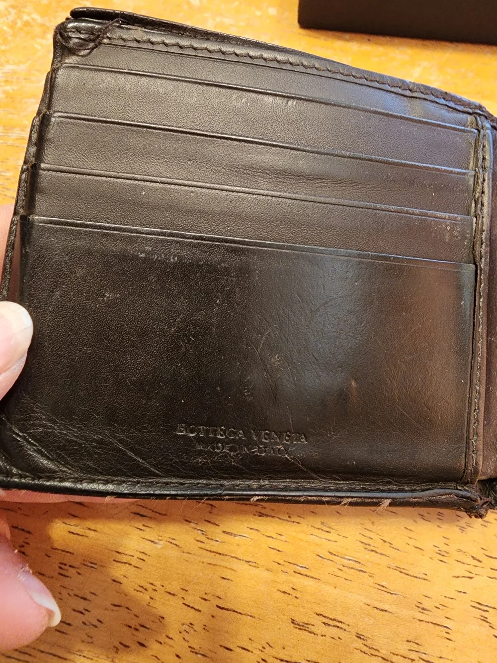 Bottega Veneta Intrecciato bifold wallet Dark Brown woven Leather Design